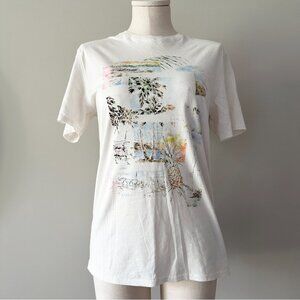 Black Brown 1826 Off White T-Shirt Mens Size Small Tropical Coastal Short Sleeve